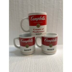 Corning Campbell's Condensed Soup Cream of Mushroom Mugs Set of 3 Vintage‎